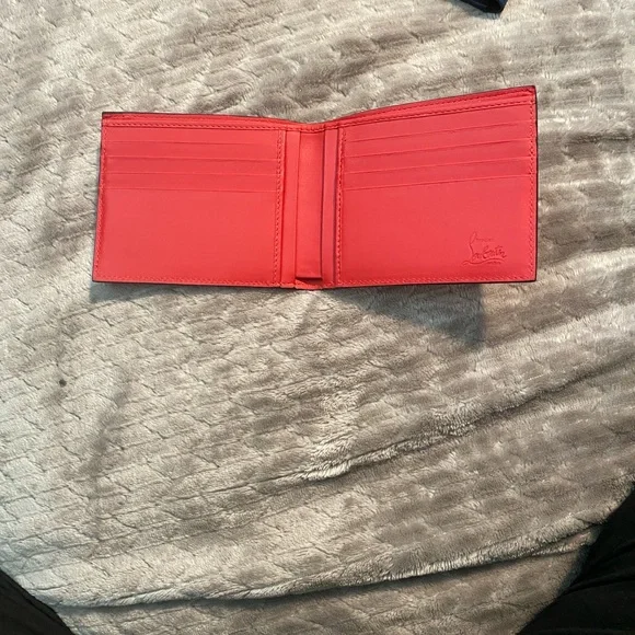 Christian Louboutin Metallic Red Studded Bifold Wallet